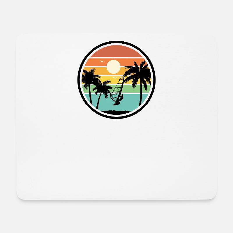 Windsurfen Vintage Retro Sunset Geschenk - Mousepad (Querformat) - Weiß