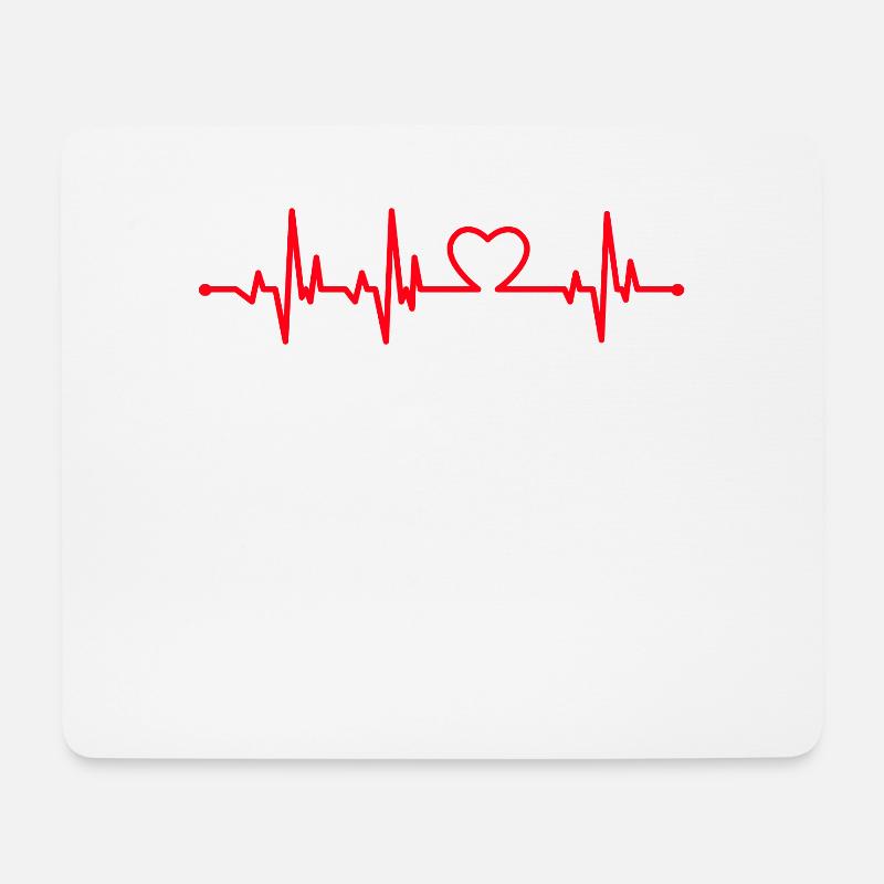 Heartbeat Herzschlag Herz - Valentinstag Geschenk - Mousepad (Querformat) - Weiß