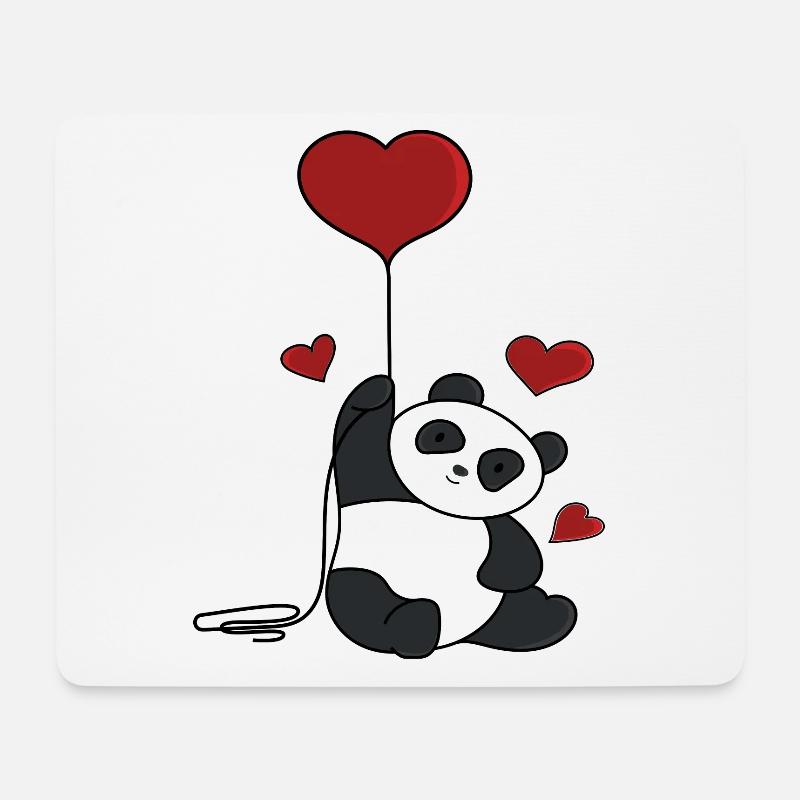 Panda Coeur - Tapis de souris (format paysage) - blanc