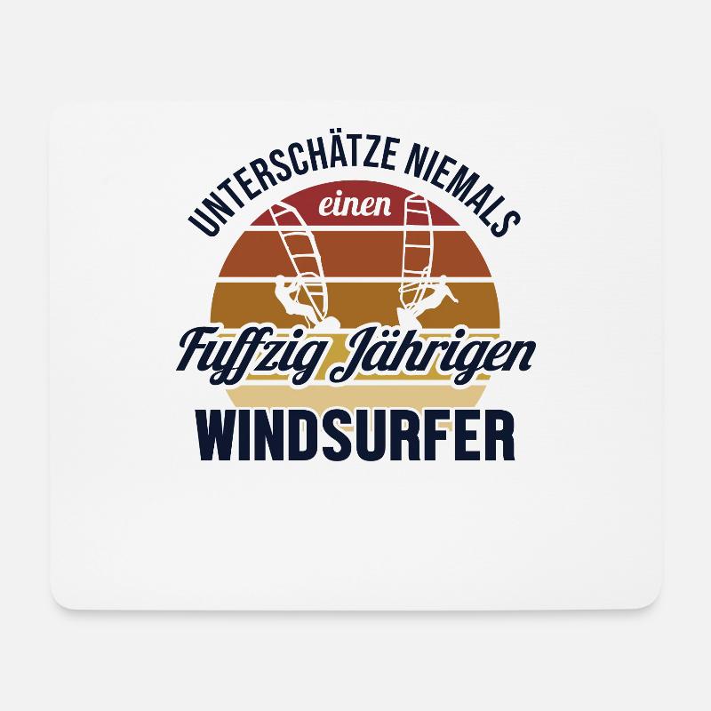 Fuffzig Jähriger Windsurfer Windsurfen Surfer 50. - Mousepad (Querformat) - Weiß