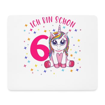 ich bin schon 6 Einhorn Geburtstag Kind Mädchen - Mousepad (Querformat) - Weiß - Vorne