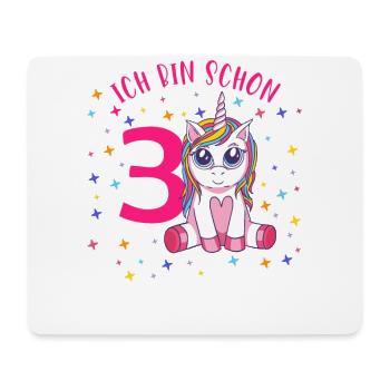 ich bin schon 3 Einhorn Geburtstag Kind Mädchen - Mousepad (Querformat) - Weiß - Vorne