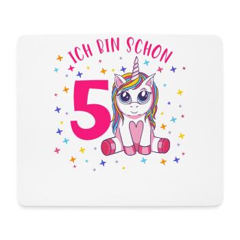 ich bin schon 5 Einhorn Geburtstag Kind Mädchen - Mousepad (Querformat) - Weiß - Vorne