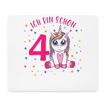 ich bin schon 4 Einhorn Geburtstag Kind Mädchen - Mousepad (Querformat) - Weiß - Vorne