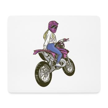 Motorrad Bike Frau Mädchen Enduro Sexy Girl - Mousepad (Querformat) - Weiß - Vorne