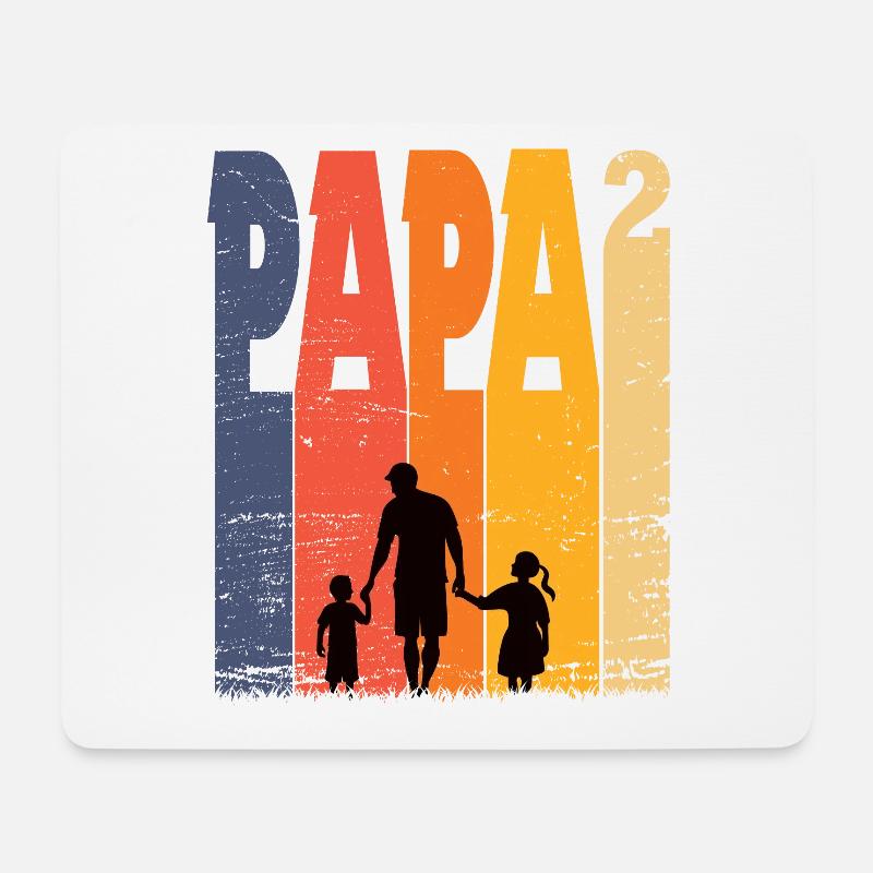 Papa Vater Ehemann Familienvater mit 2 Kinder Dad - Mousepad (Querformat) - Weiß
