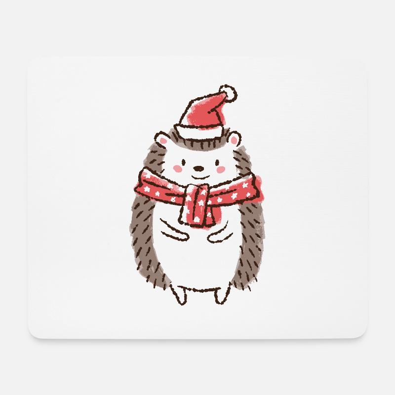 Christmas Hedgehog Christmas Hat Santa Claus - Mouse Pad (horizontal) - white