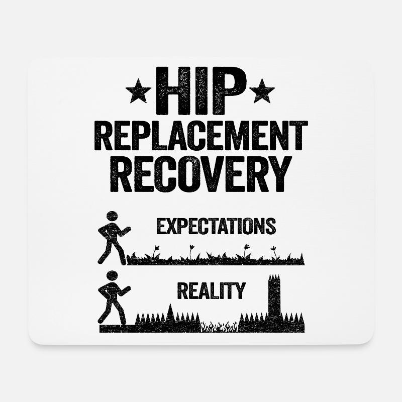 Hüft OP Operation Genesung Erwartung Neue Hüfte - Mousepad (Querformat) - Weiß