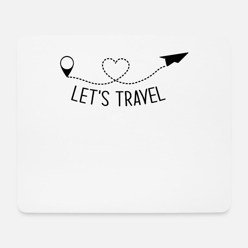 Let's Travel - Standpunkt Herz Flugzeug Reisen - Mousepad (Querformat) - Weiß