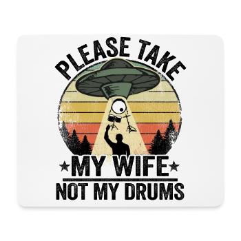 Funny UFO Drums Abduction Drummer Drum Set Gift - Mouse Pad (horizontal) - white - Front