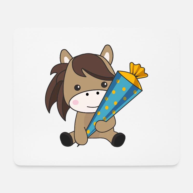 Pferd Schule Einschulung Kindergarten Pony - Mousepad (Querformat) - Weiß