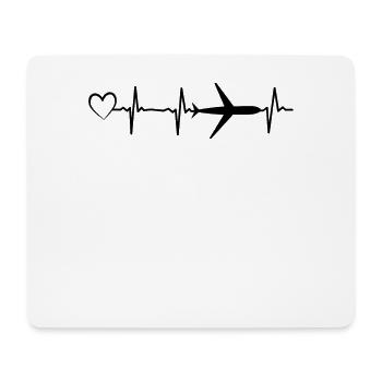 Flugzeug Herzschlag Herz Passagierflugzeug Pilot - Mousepad (Querformat) - Weiß - Vorne