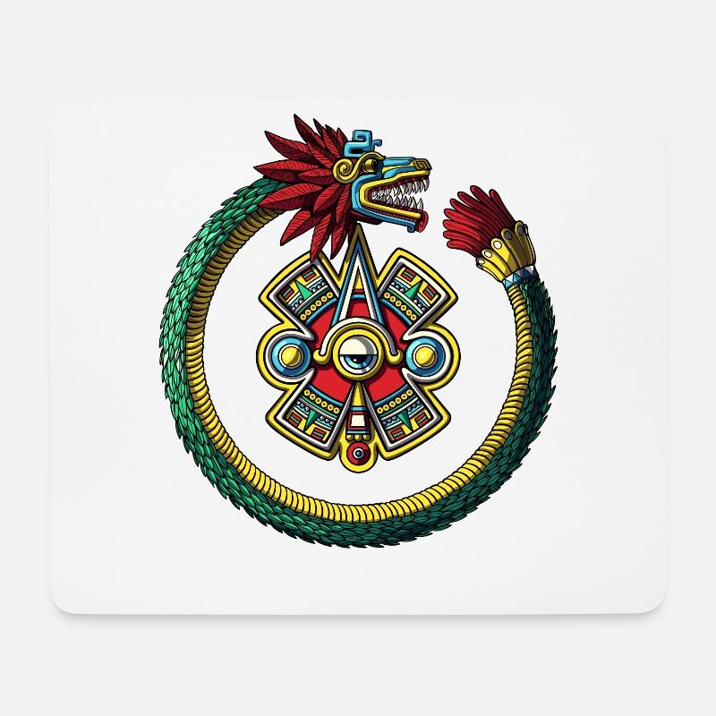 Quetzalcoatl Aztec Ouroboros - Mousepad (Querformat) - Weiß