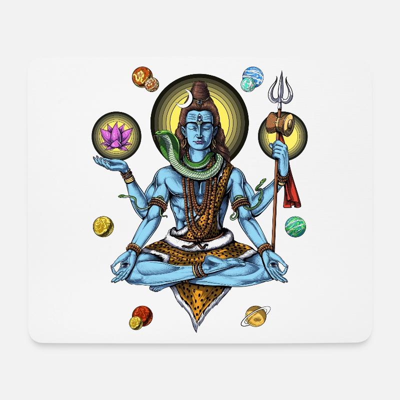 Shiva Psychedelische Meditation - Mousepad (Querformat) - Weiß