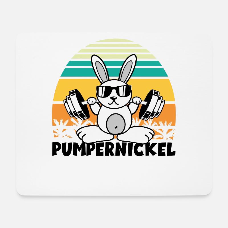 Pumpernickel Fitness Gym Hase Bodybuilder Workout - Mousepad (Querformat) - Weiß