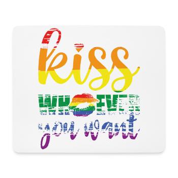 LGBT Regenbogen Gay Pride Kuss Lippen Mund - Mousepad (Querformat) - Weiß - Vorne