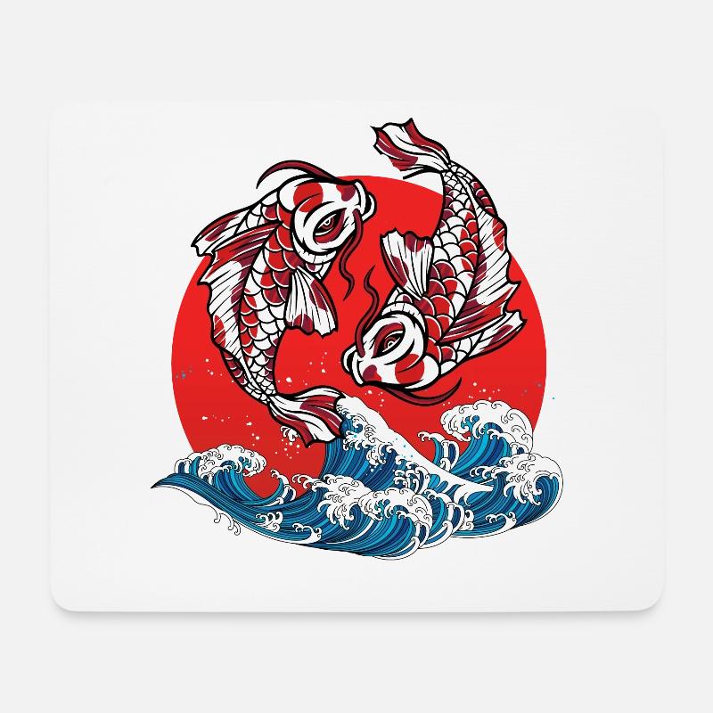 Koi Fisch - Mousepad (Querformat) - Weiß