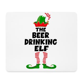 The Beer drinking Elf bière Elf - Elfe de Noël - Tapis de souris (format paysage) - blanc - Devant