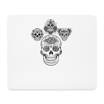 Crâne mexicain du jour des morts d'Halloween - Tapis de souris (format paysage) - blanc - Devant