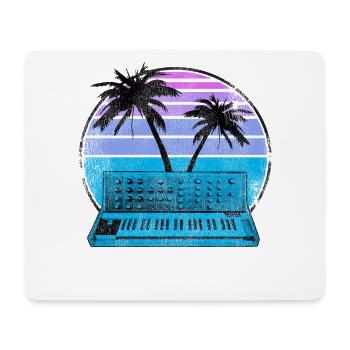 Synthétiseur analogique Synthwave Vintage Retrowave - Tapis de souris (format paysage) - blanc - Devant