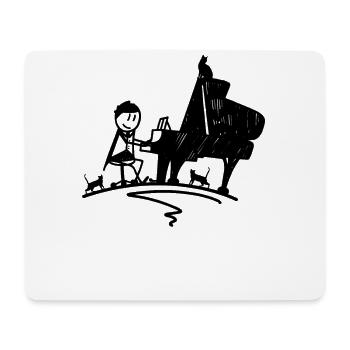 Piano Ailes avec chats - Piano Pianiste - Tapis de souris (format paysage) - blanc - Devant