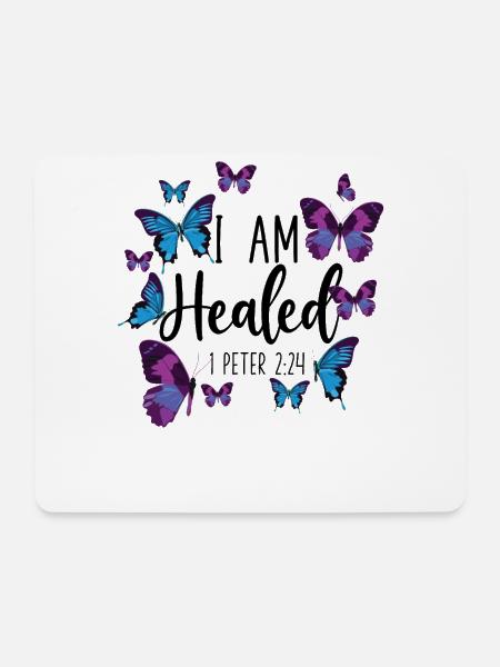 Christian Bible Verse Butterfly I - Mousepad (Querformat) - Weiß
