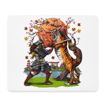Japanese Samurai Tiger - Mouse Pad (horizontal) - white - Front