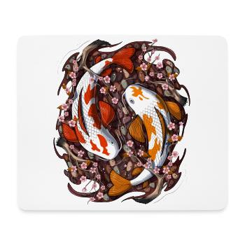 Fleur de cerisier de poisson Koi - Tapis de souris (format paysage) - blanc - Devant