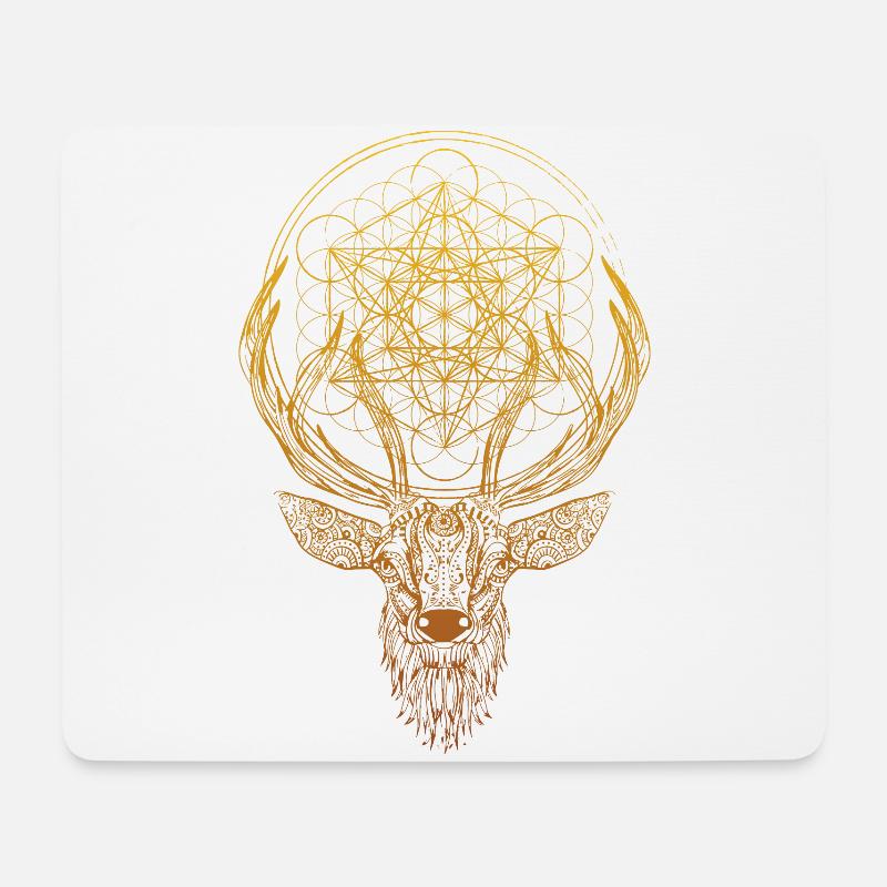 Ornate Deer Sacred Geometry Metatron - Mouse Pad (horizontal) - white