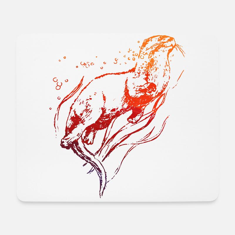 Otter - Mousepad (Querformat) - Weiß