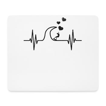 Surfer Herzschlag Herzen Surfen Wave Surfer - Mousepad (Querformat) - Weiß - Vorne