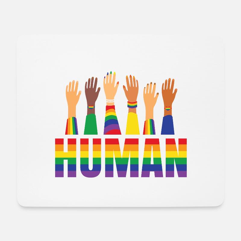 We are all Human Hände LGBT Support Flagge Gay - Mousepad (Querformat) - Weiß