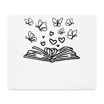 Buch lesen Bücherwurm Buch Herzen Schmetterlinge - Mousepad (Querformat) - Weiß - Vorne