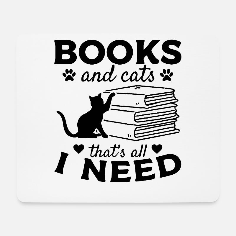 Bücher und Katzen Das ist alles I Need Bookworm - Mousepad (Querformat) - Weiß