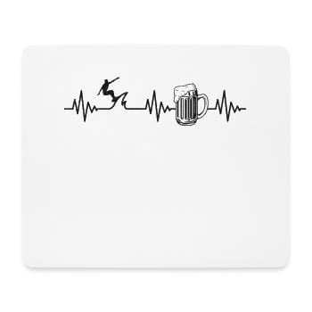 Surfboard Wave Surfer WaterSurfer Beer Heartbeat - Tapis de souris (format paysage) - blanc - Devant