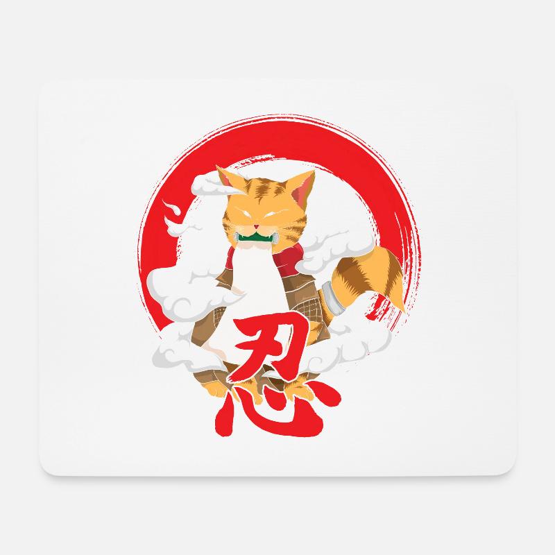 Japanische Samurai-katze Für Alle Katzenliebhaber - Mousepad (Querformat) - Weiß