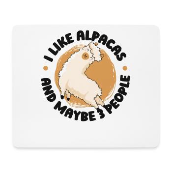 I Like Alpacas And Maybe 3 People Lama Pako - Mousepad (Querformat) - Weiß - Vorne