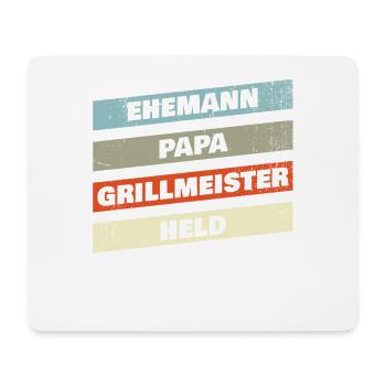 Ehemann Papa Grillmeister Held Design für alle - Mousepad (Querformat) - Weiß - Vorne