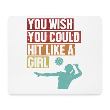 Hit like a Girl Volleyballspieler Volleyballfreak - Mousepad (Querformat) - Weiß - Vorne