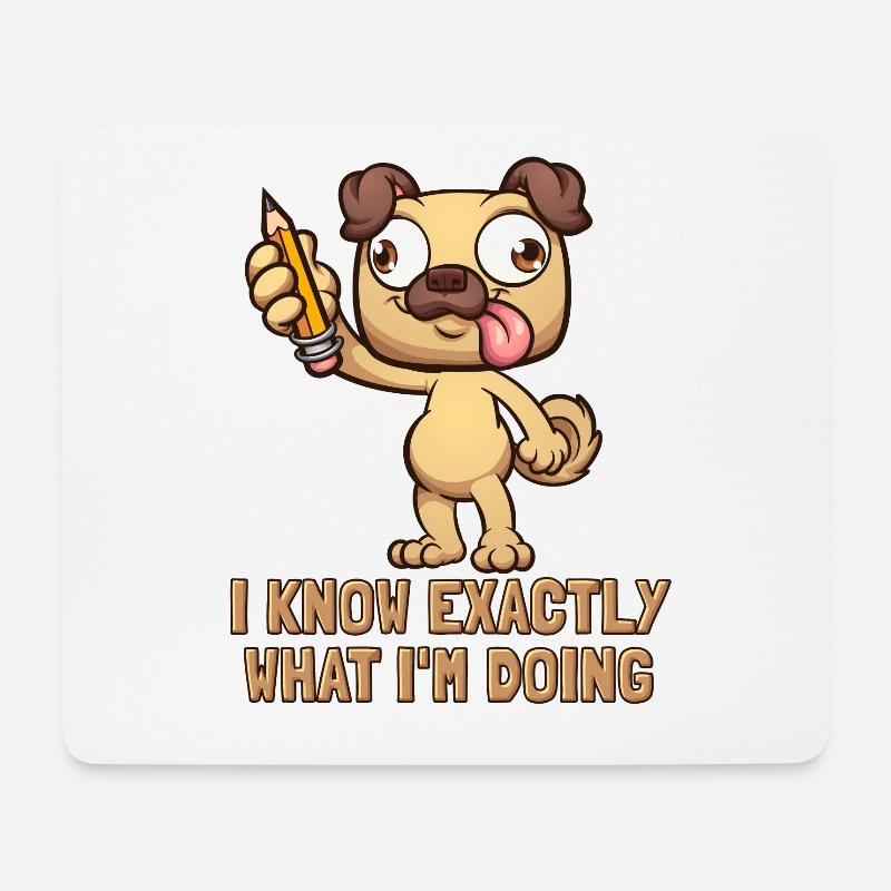 I Know Exactly What I'm Doing Rüde Vierbeiner - Mousepad (Querformat) - Weiß