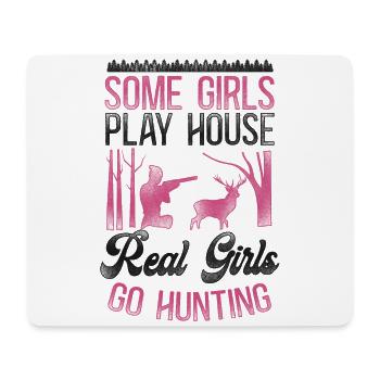 Buck Deer Chasse Hunter Girl - Tapis de souris (format paysage) - blanc - Devant