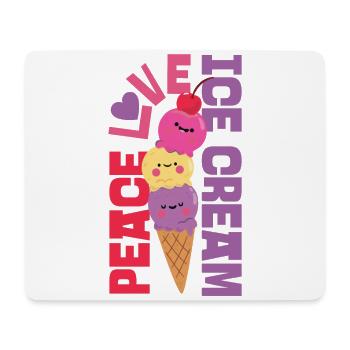 Cône de crème glacée Peace Love Ice - Tapis de souris (format paysage) - blanc - Devant