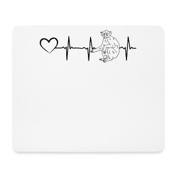 Affe Heartbeat Heart Monkey Lover Schimpansen Affe - Mousepad (Querformat) - Weiß - Vorne