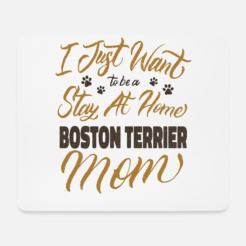 Stay At Home Boston Terrier Mom - Mousepad (Querformat) - Weiß