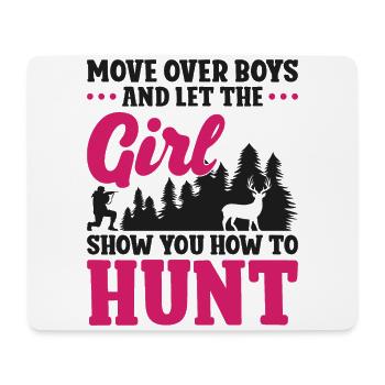 Buck Deer Hunting Hunter Girl Move - Tapis de souris (format paysage) - blanc - Devant
