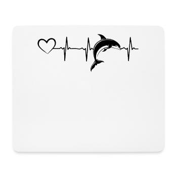 Delphin Heartbeat Heart Delfin Lover Delphin Cute - Mousepad (Querformat) - Weiß - Vorne