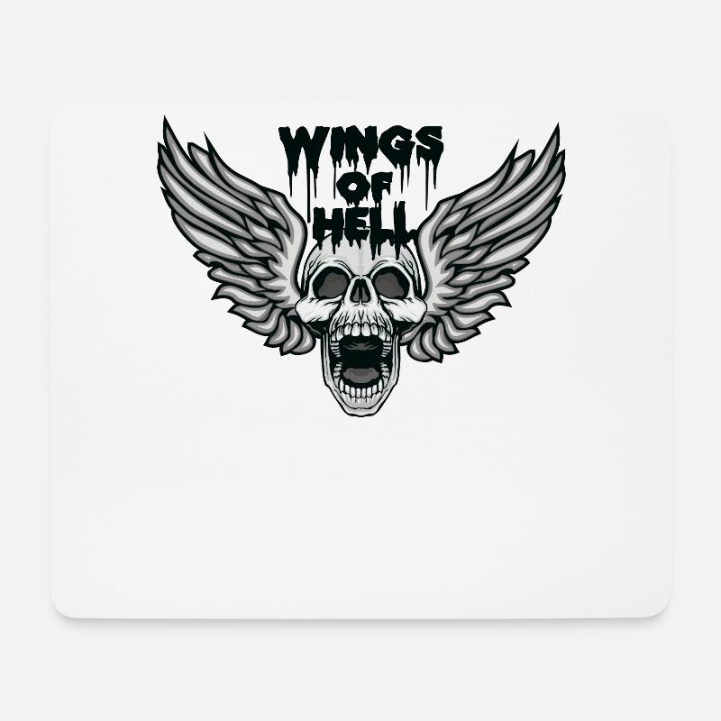 Skelett Totenkopf Flügel der Hölle - Mousepad (Querformat) - Weiß