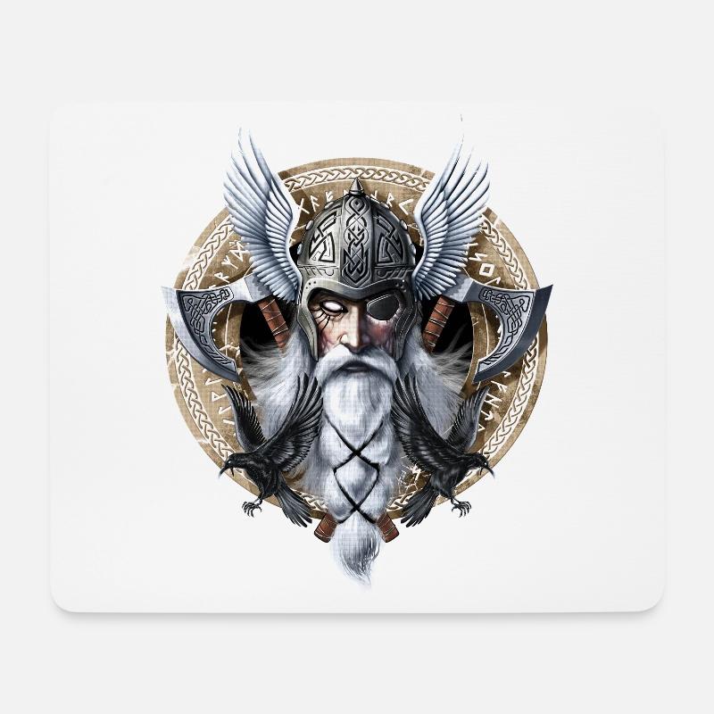 Viking Warrior God Odin - Mouse Pad (horizontal) - white