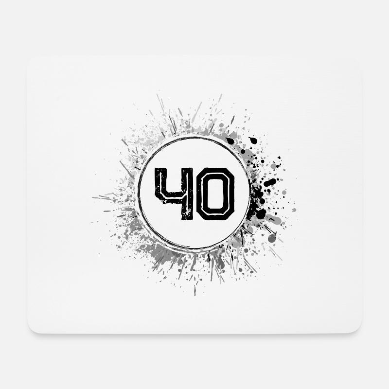 40 Zahl Klecks - Mousepad (Querformat) - Weiß
