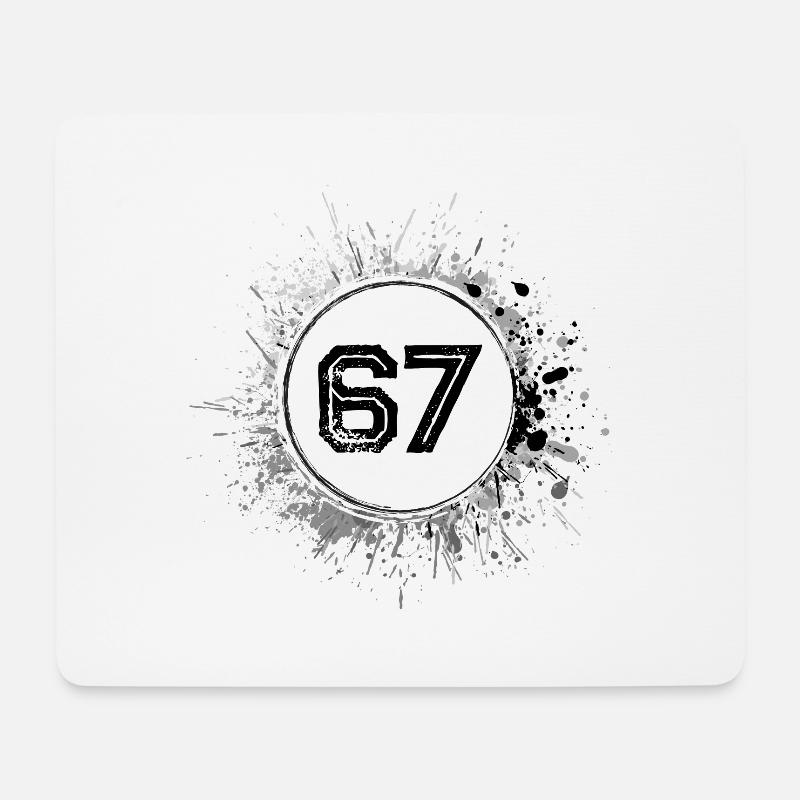 67 Zahl Klecks - Mousepad (Querformat) - Weiß